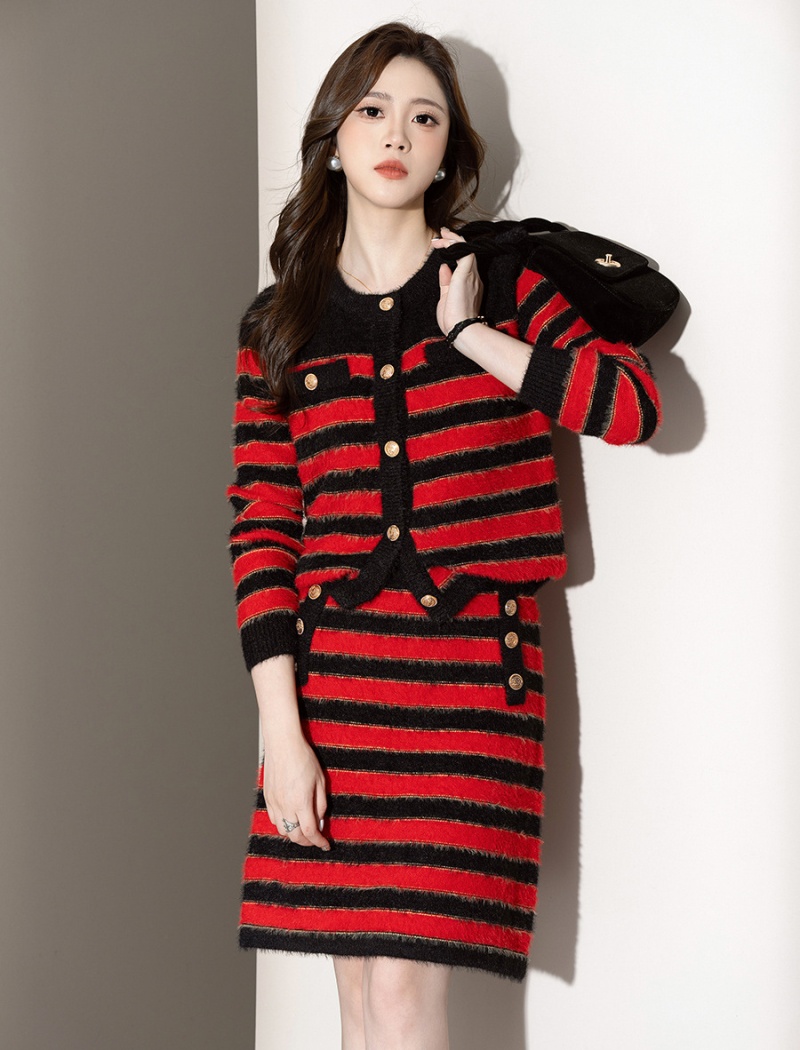 Knitted cardigan skirt 2pcs set for women