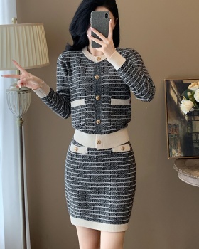 Fashion cardigan chanelstyle skirt 2pcs set for women