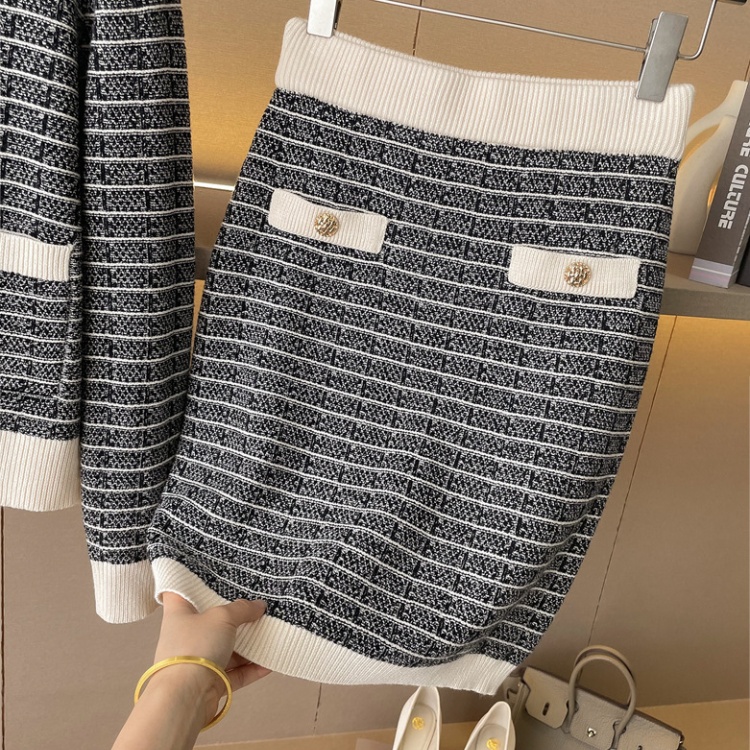 Fashion cardigan chanelstyle skirt 2pcs set for women