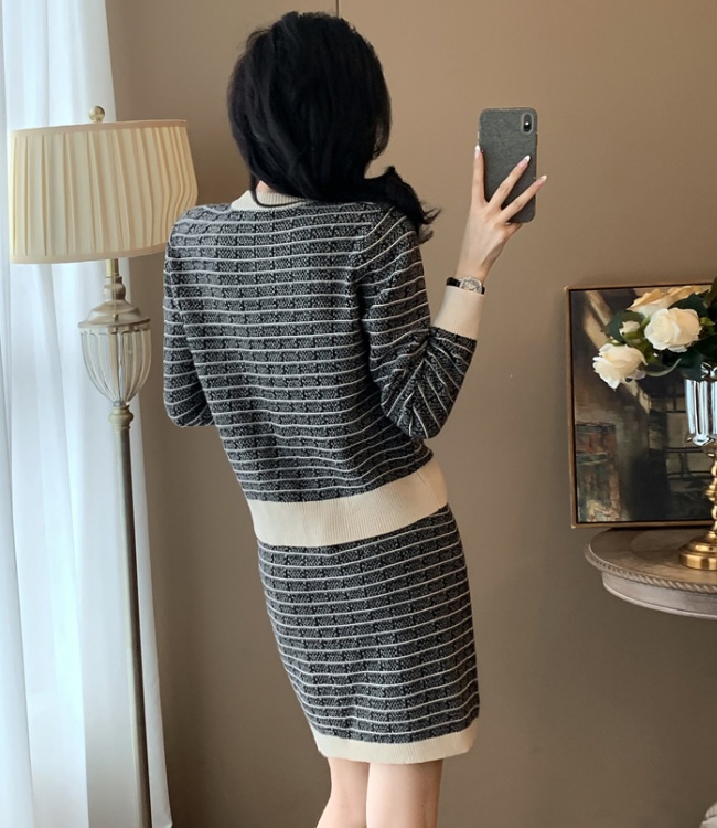 Fashion cardigan chanelstyle skirt 2pcs set for women