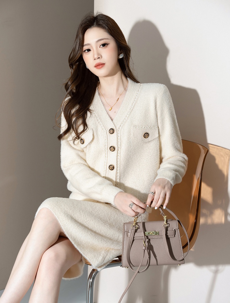 Knitted cardigan skirt 2pcs set for women