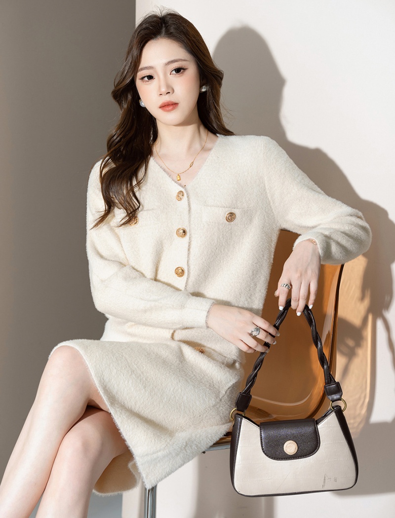 Knitted skirt chanelstyle sweater 2pcs set for women