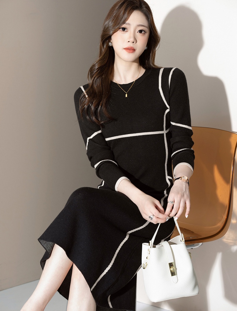 Knitted dress France style sweater dress for women