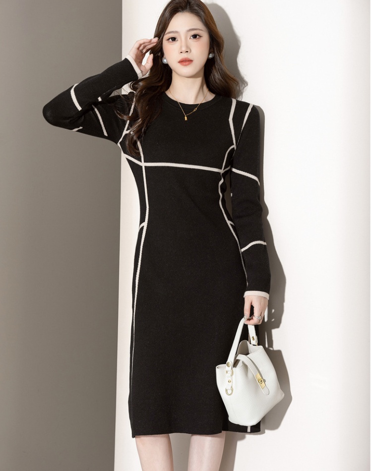 Knitted dress France style sweater dress for women