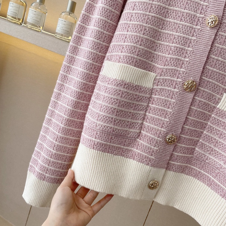 Casual autumn cardigan chanelstyle pink skirt 2pcs set