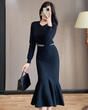 Long mermaid long sleeve knitted ladies dress for women