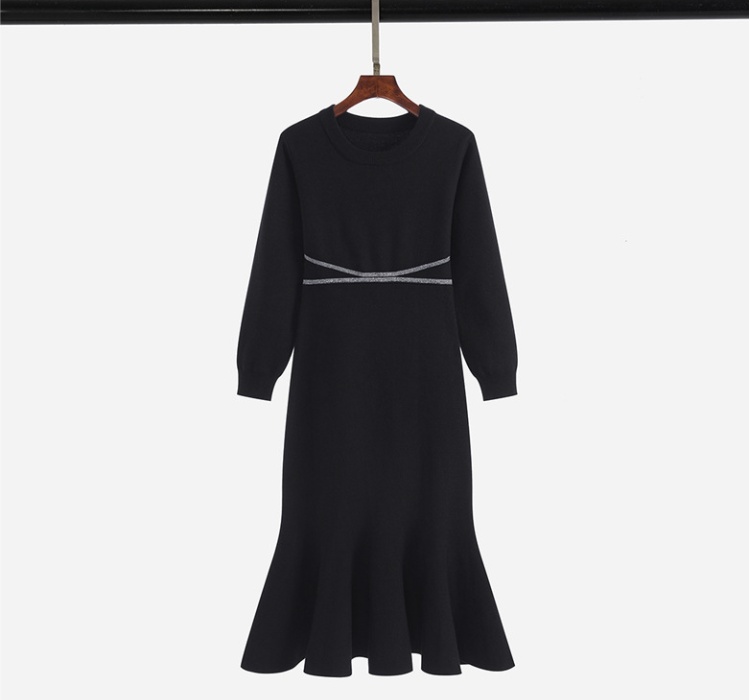 Long mermaid long sleeve knitted ladies dress for women