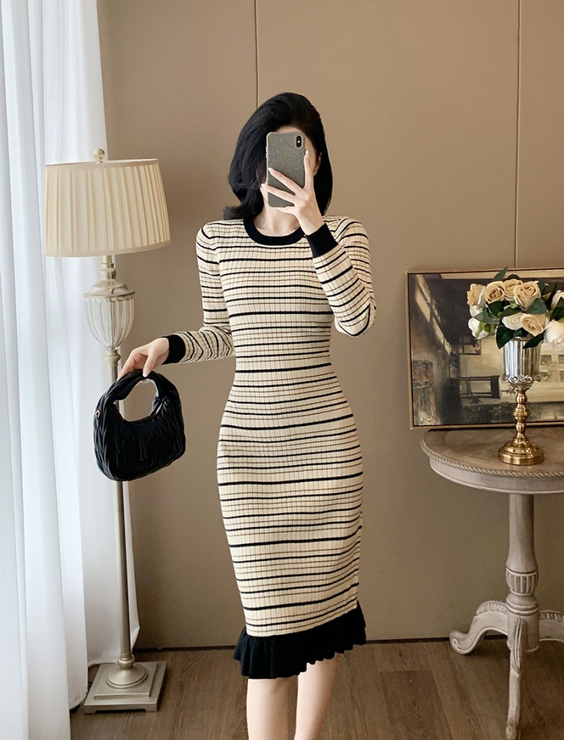 Long sleeve temperament package hip dress for women