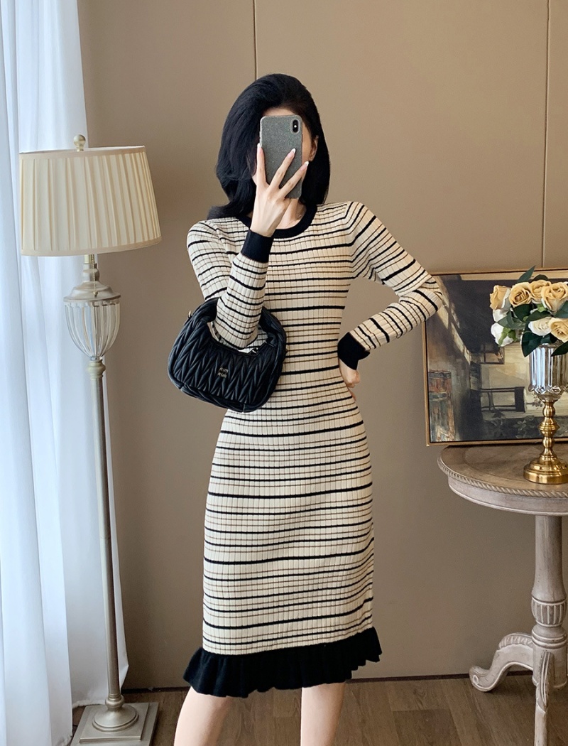 Long sleeve temperament package hip dress for women