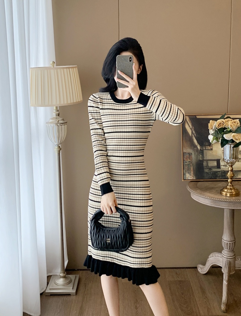 Long sleeve temperament package hip dress for women