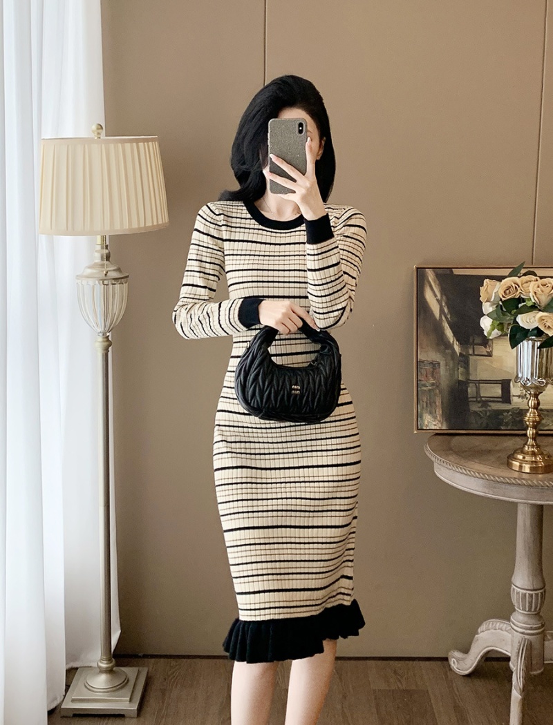 Long sleeve temperament package hip dress for women