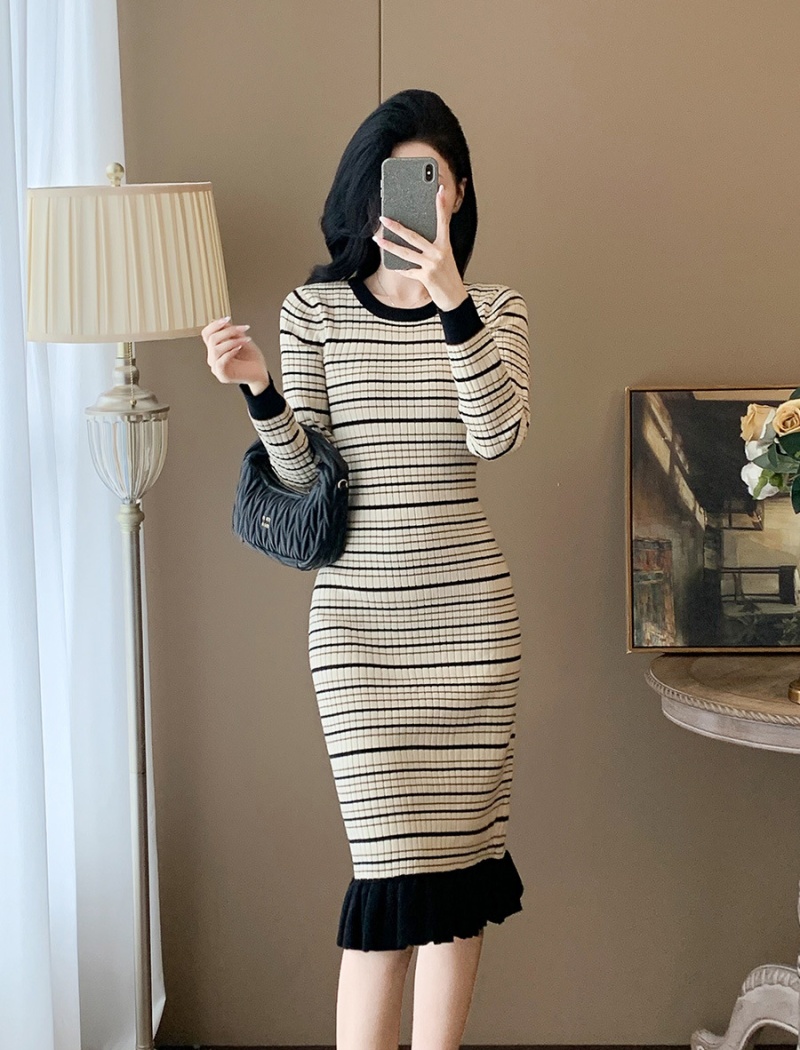 Long sleeve temperament package hip dress for women