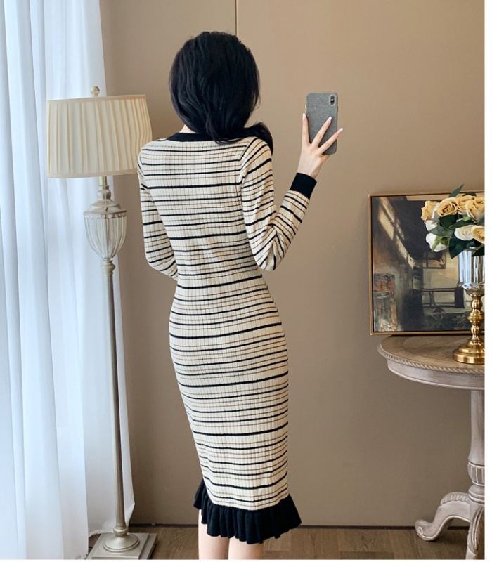 Long sleeve temperament package hip dress for women