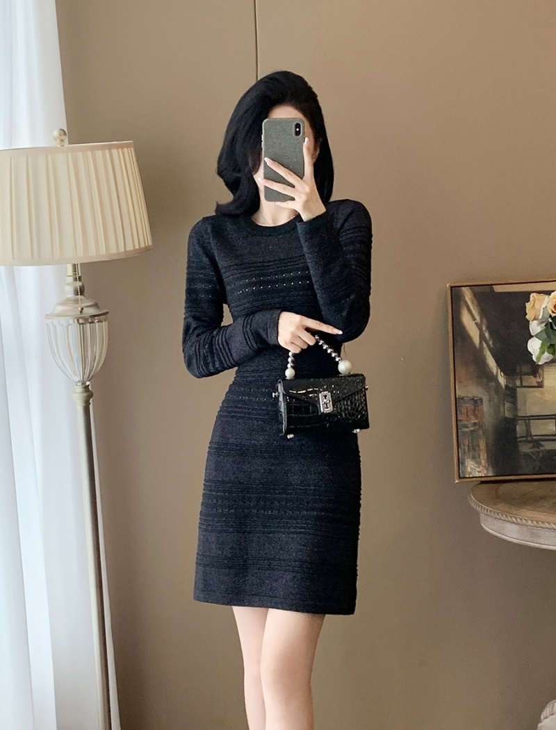 Chanelstyle autumn and winter package hip dress for women