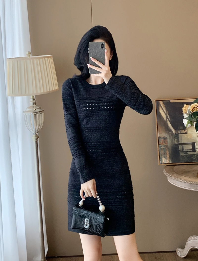 Chanelstyle autumn and winter package hip dress for women