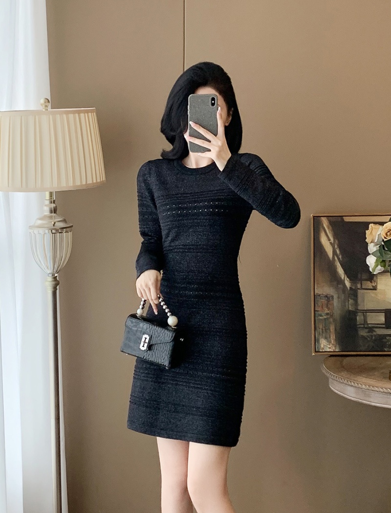 Chanelstyle autumn and winter package hip dress for women