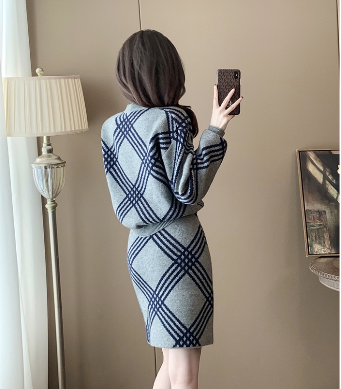 Casual sweater autumn and winter skirt 2pcs set for women