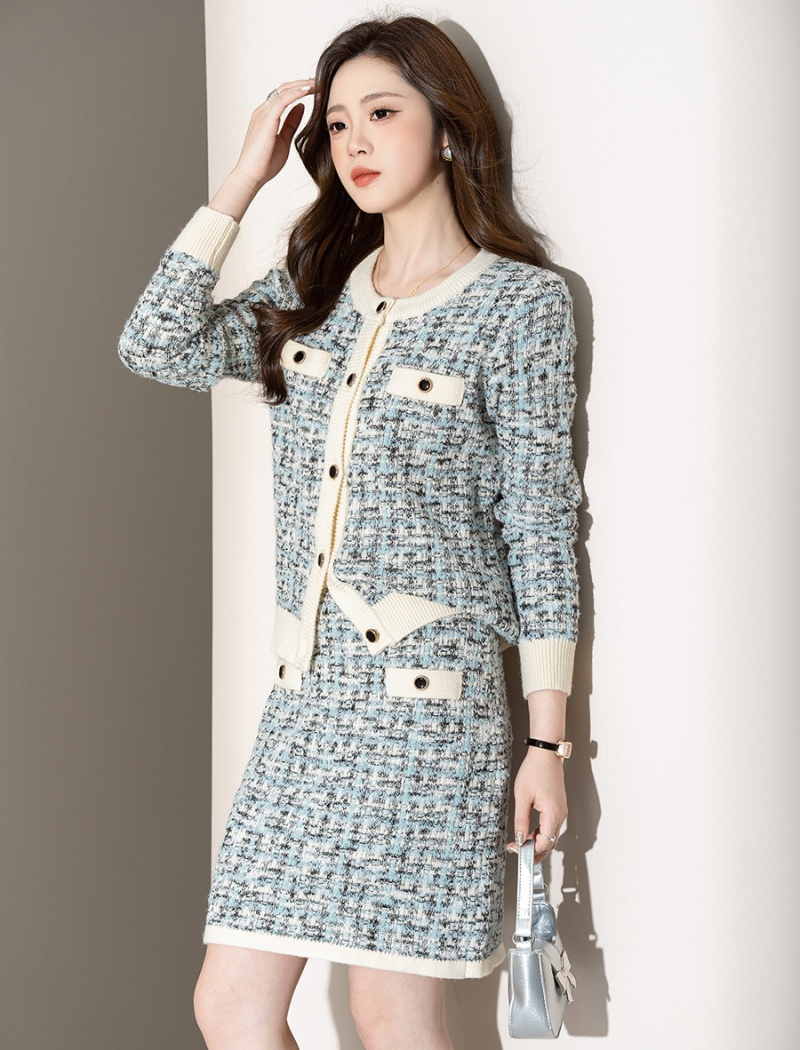 Autumn and winter skirt cardigan 2pcs set for women