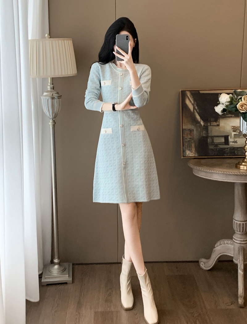 Long A-line liangsi knitted dress for women