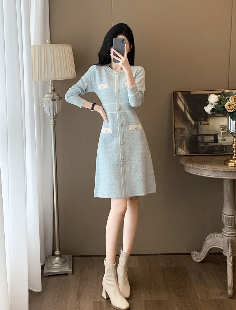 Long A-line liangsi knitted dress for women