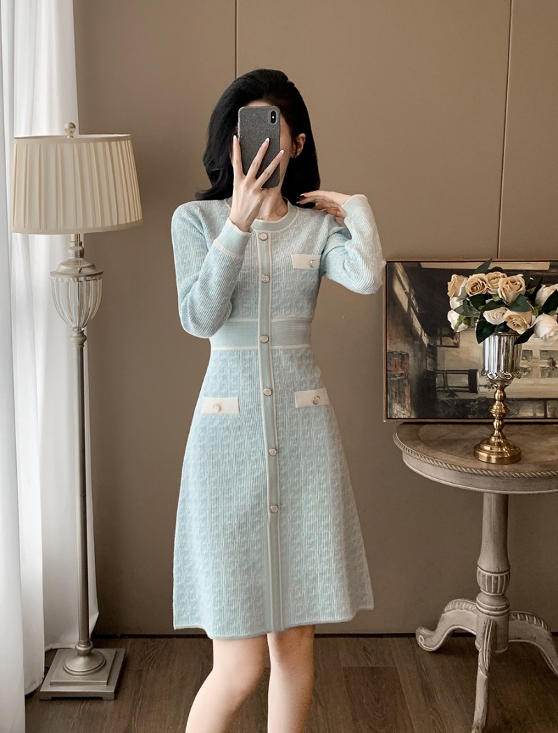 Long A-line liangsi knitted dress for women