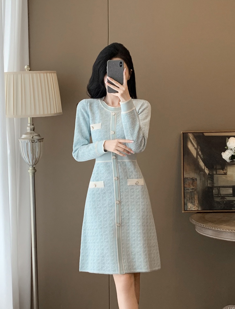 Long A-line liangsi knitted dress for women