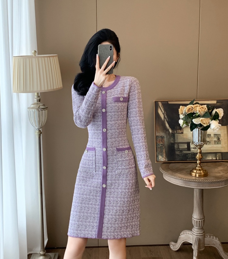 Ladies chanelstyle dress knitted sweater dress for women