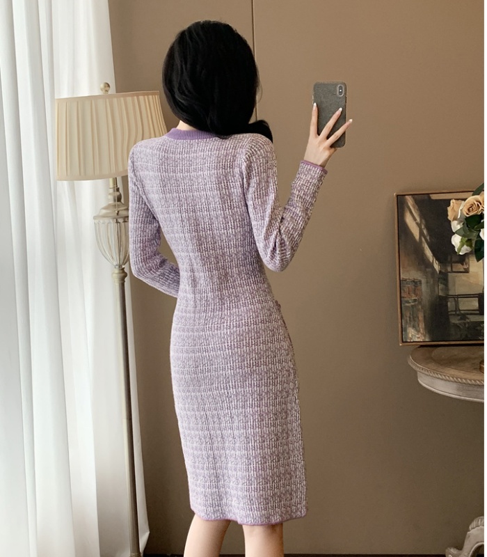 Ladies chanelstyle dress knitted sweater dress for women