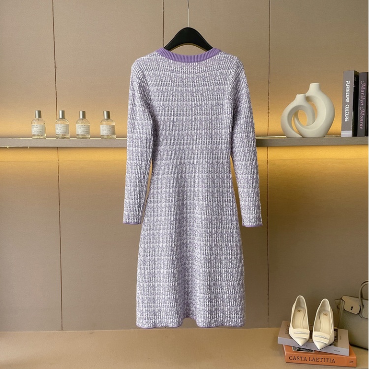 Ladies chanelstyle dress knitted sweater dress for women