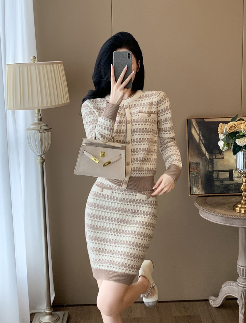 Ladies fashion chanelstyle Casual skirt 2pcs set