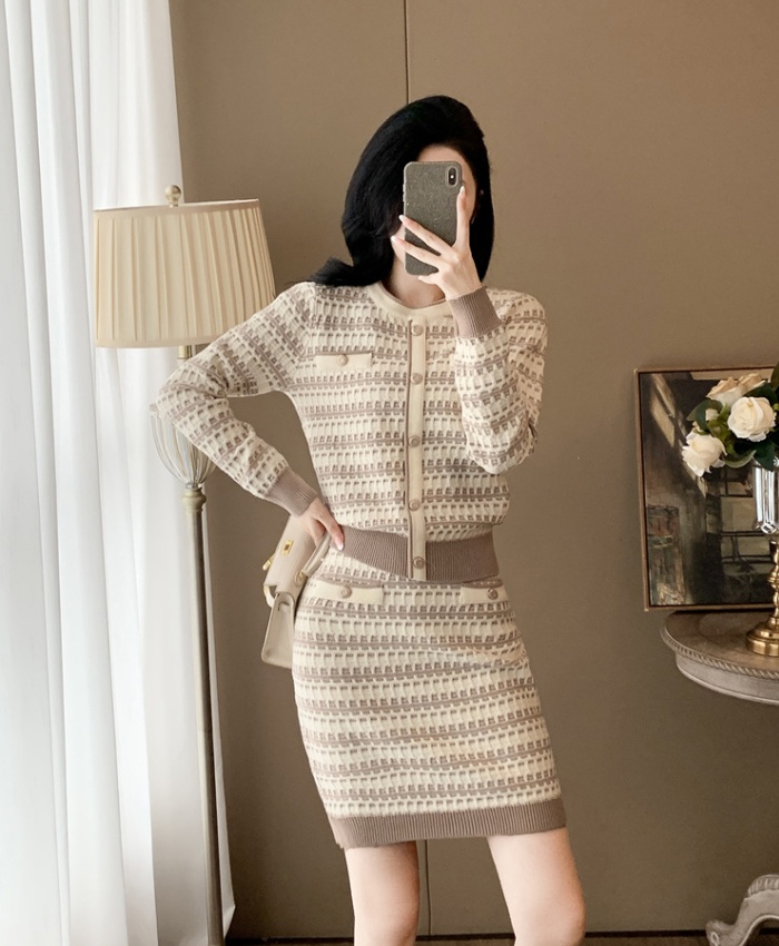 Ladies fashion chanelstyle Casual skirt 2pcs set