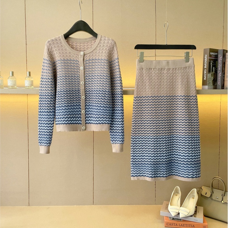 Fashion sweater Casual cardigan 2pcs set for women