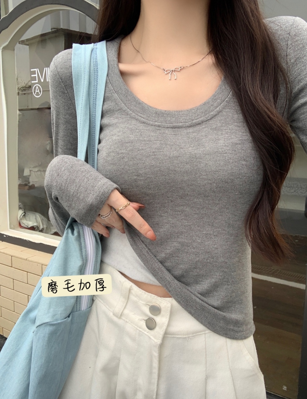 Slim T-shirt cashmere bottoming shirt for women