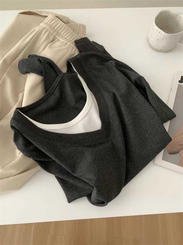 Round neck bottoming shirt screw thread T-shirt for women