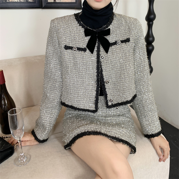 Retro jacket chanelstyle skirt 2pcs set for women