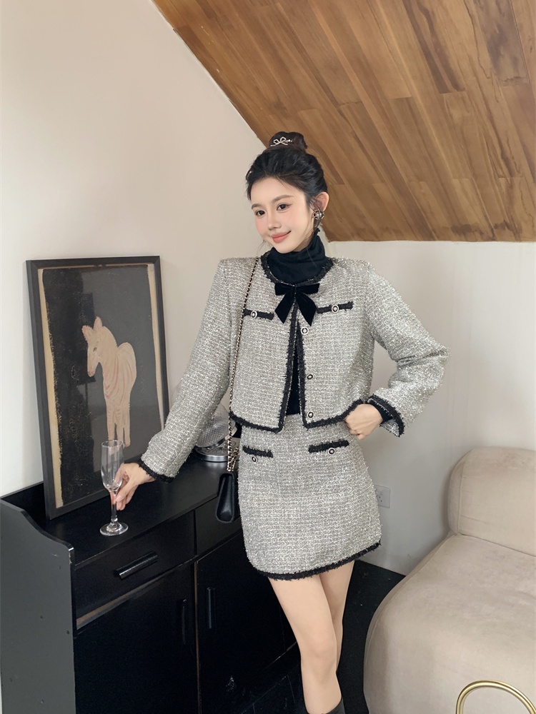 Retro jacket chanelstyle skirt 2pcs set for women