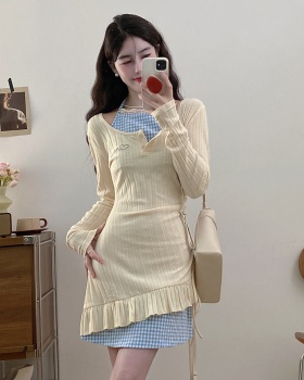 Fat enticement slim knitted large yard dress for women