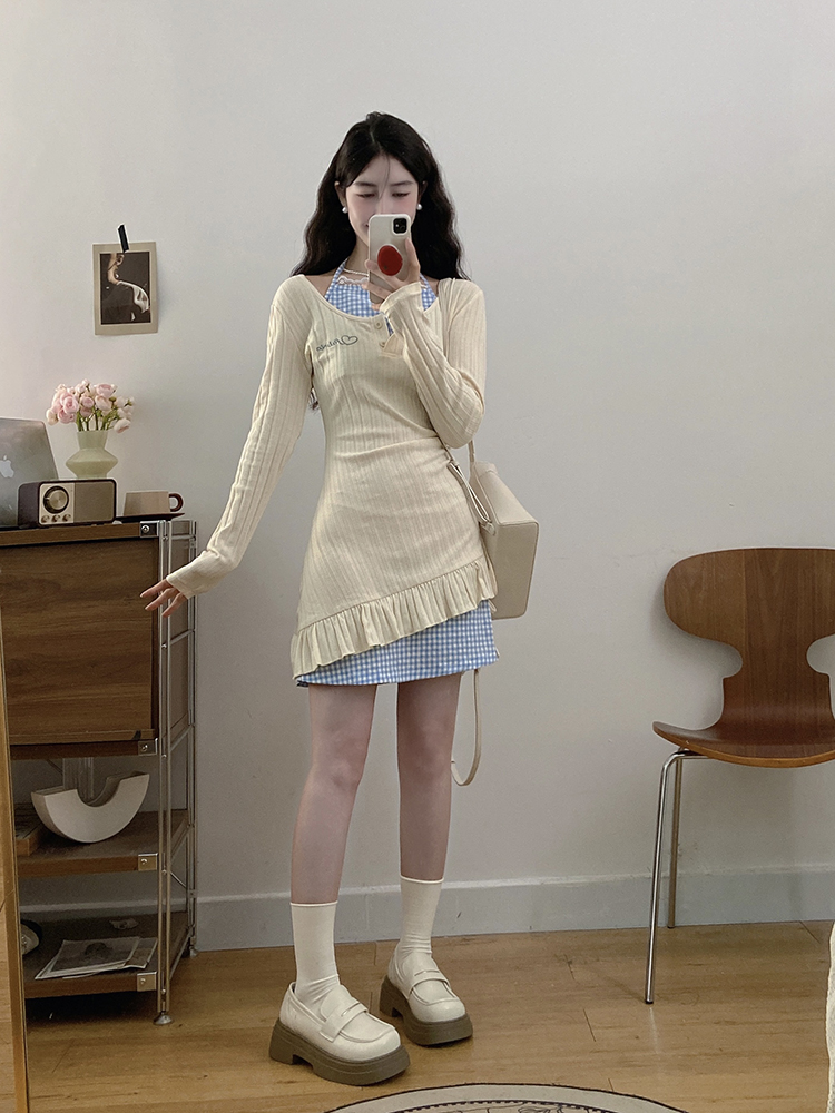 Fat enticement slim knitted large yard dress for women