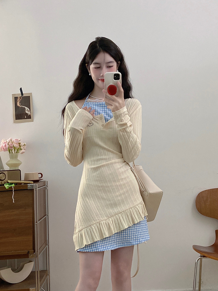 Fat enticement slim knitted large yard dress for women