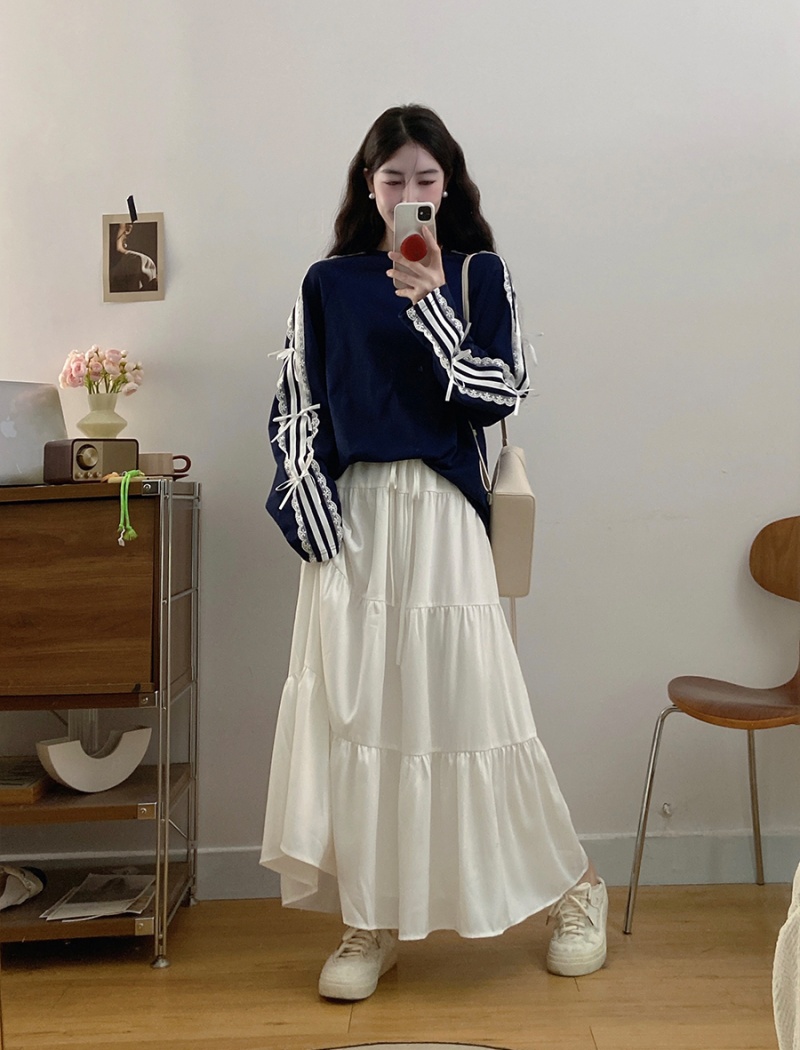 Large yard ballet maiden hoodie cake loose long skirt 2pcs set