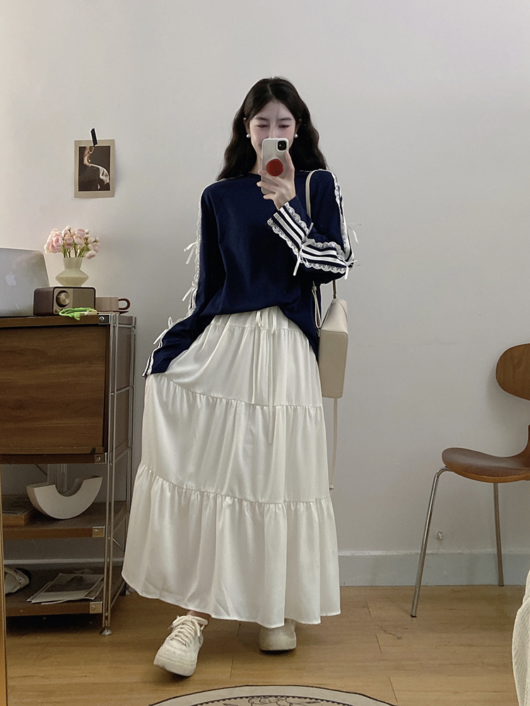 Large yard ballet maiden hoodie cake loose long skirt 2pcs set