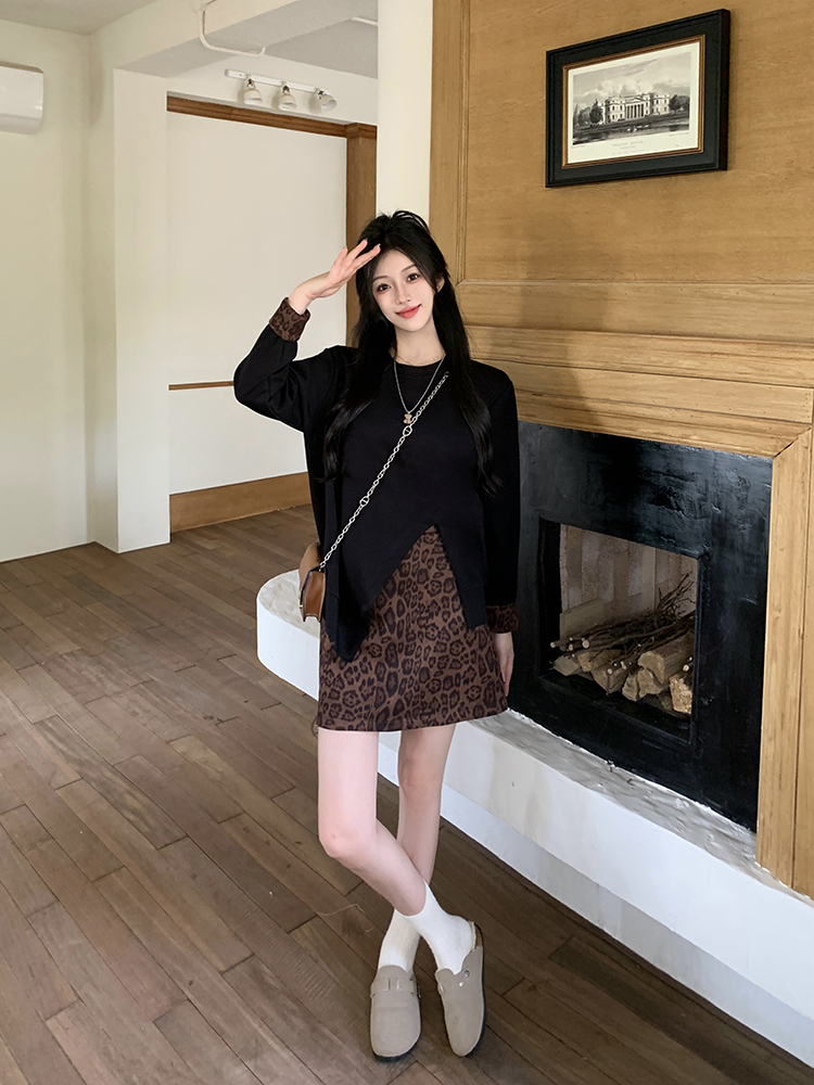 Large yard fashion hoodie slim dress 2pcs set for women