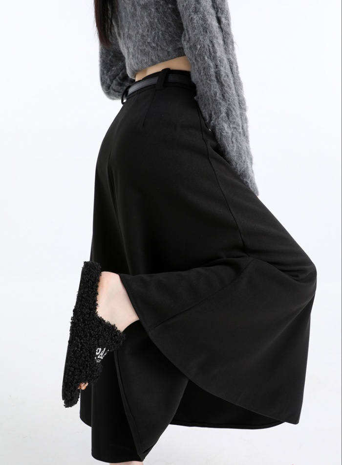 High waist autumn and winter woolen long A-line skirt