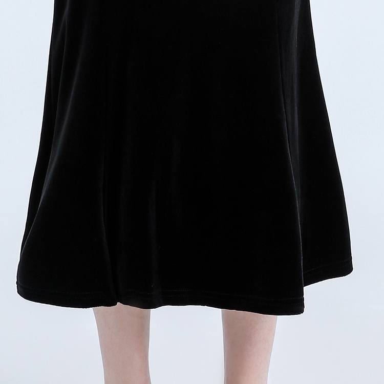 A-line skirt plus velvet long dress for women