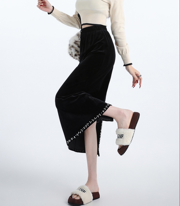 Package hip plus velvet skirt drape long dress for women