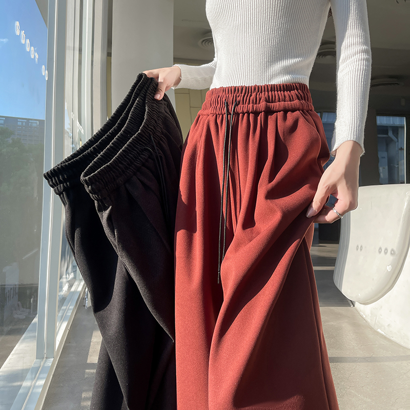 Woolen wide leg pants casual pants for women