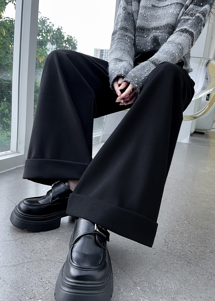 Woolen wide leg pants casual pants for women