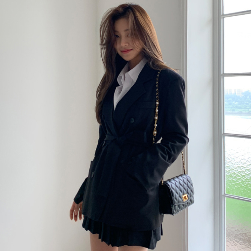 Pleated business suit Korean style tops 2pcs set