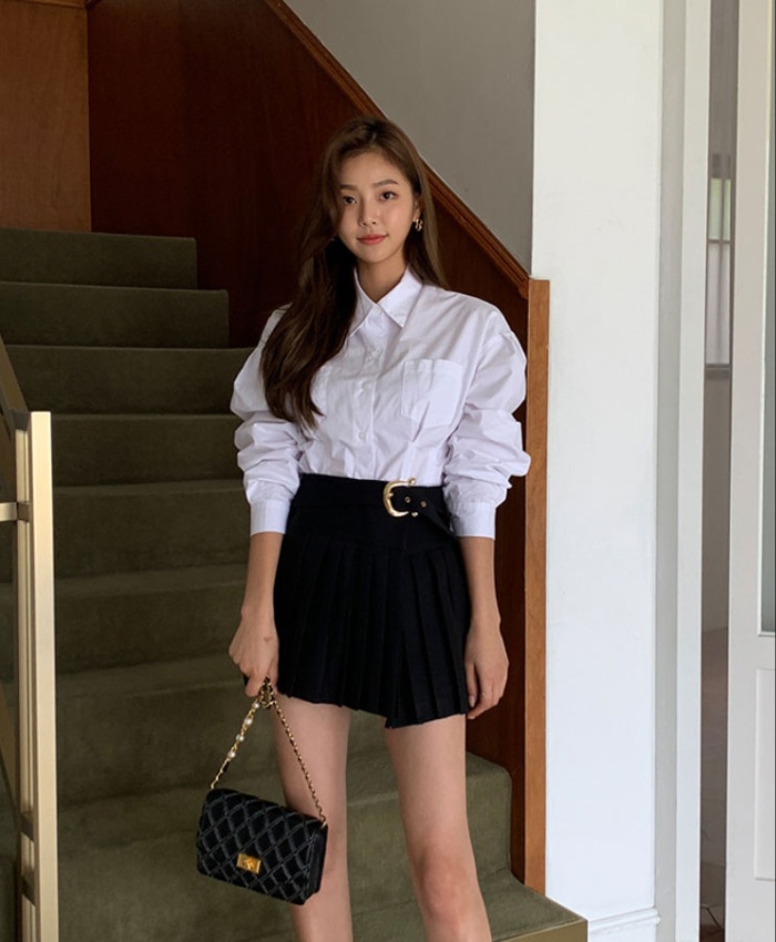 Pleated business suit Korean style tops 2pcs set