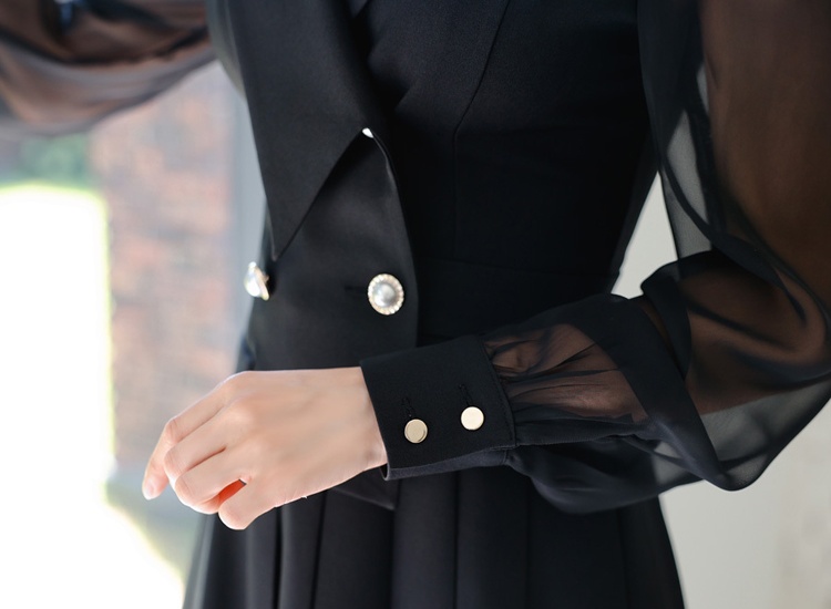 Pinched waist temperament business suit pleated dress